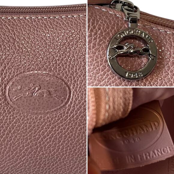 Vintage Longchamp Le Foulonné Pink Leather Shoulder Bag Y2K Silver Baguette - Picture 2 of 7